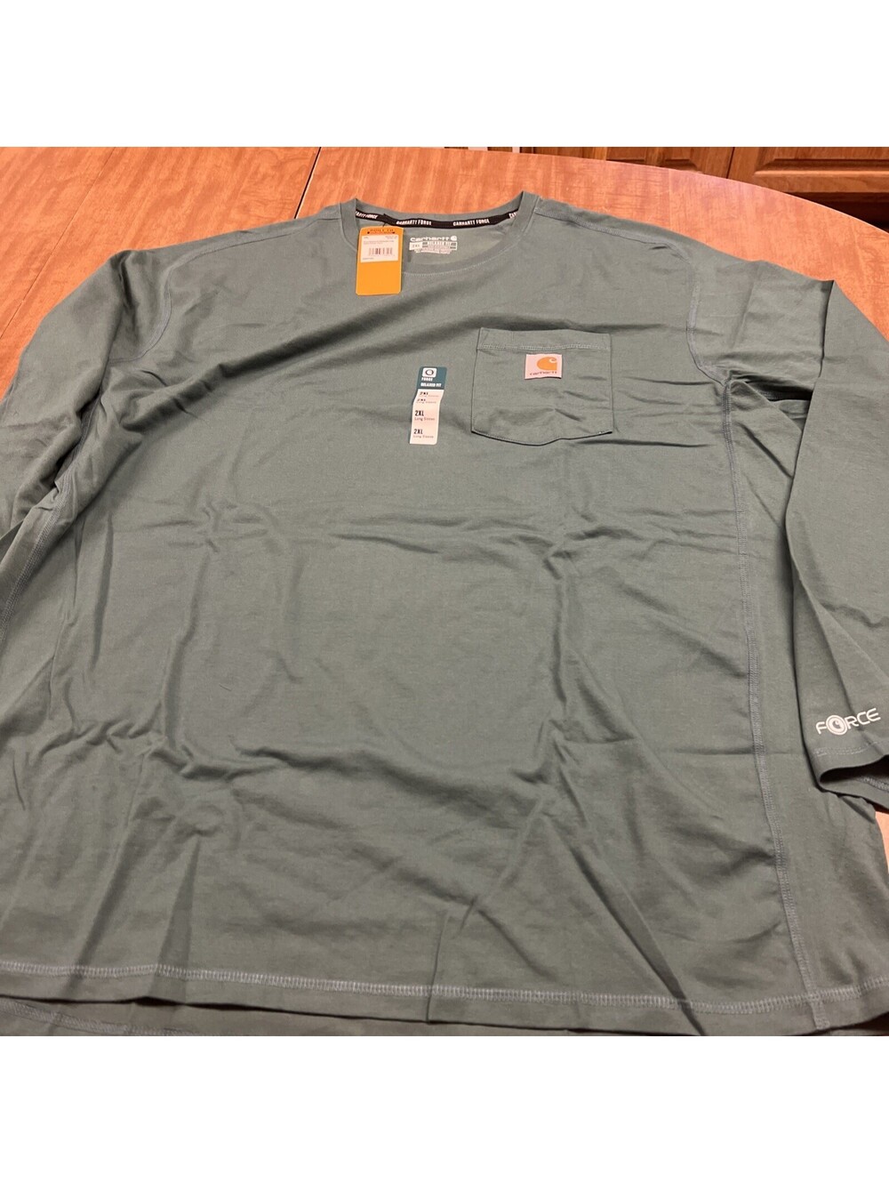 Carhartt Men Force Fit Midweight Long-Sleeve Pocket TShirt Size 2XL Thundercloud